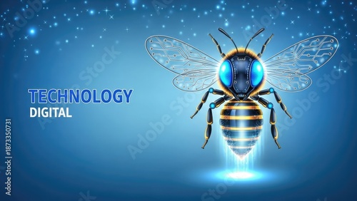 Wallpaper Mural Futuristic bee representing digital technology innovation Torontodigital.ca