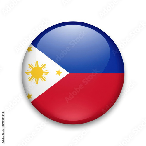 Free Download Philippines flag round icon national symbol asian country red blue white sun emblem patriotic design glossy button circular badge illustration Philippines flag round icon with red blue - GFXLoad
