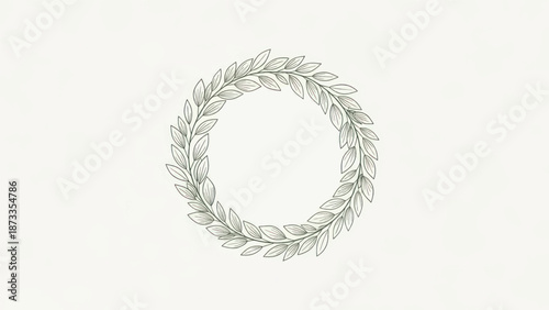 Elegant gray wreath illustration on light background.