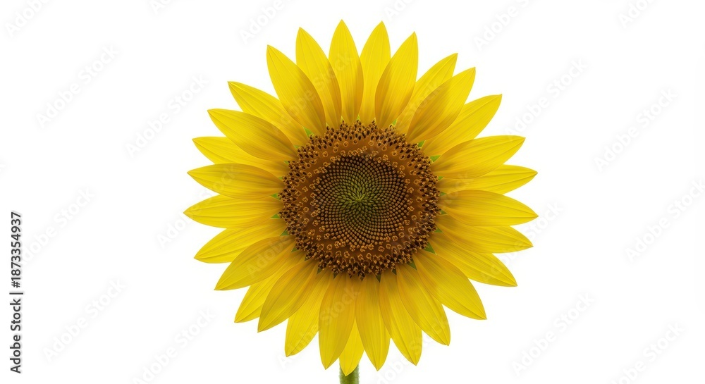 Obraz premium Vibrant yellow sunflower head isolated on a clean white background, showcasing the large bloom and natural summer radiance ,happy, summer, studio