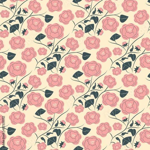Seamless floral pattern. Cute girly print. Perfect for textiles, wrapping paper, and book covers. Vector illustration.