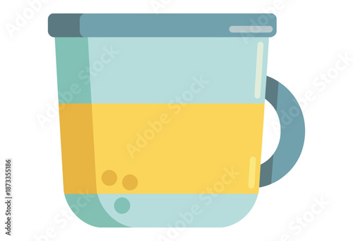 Colorful Mug with Yellow Liquid Inside.