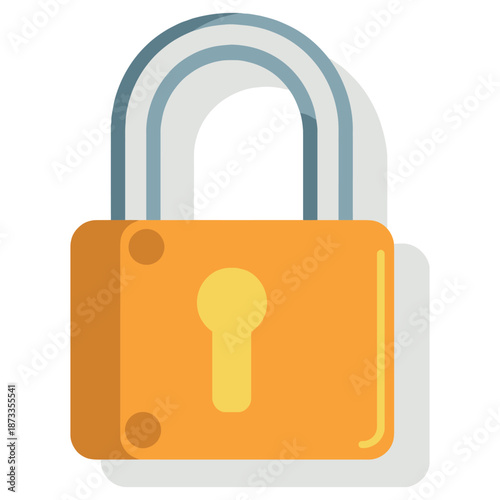 Open Orange Padlock with Keyhole.