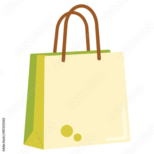 Shopping Bag with Brown Handles Illustration.