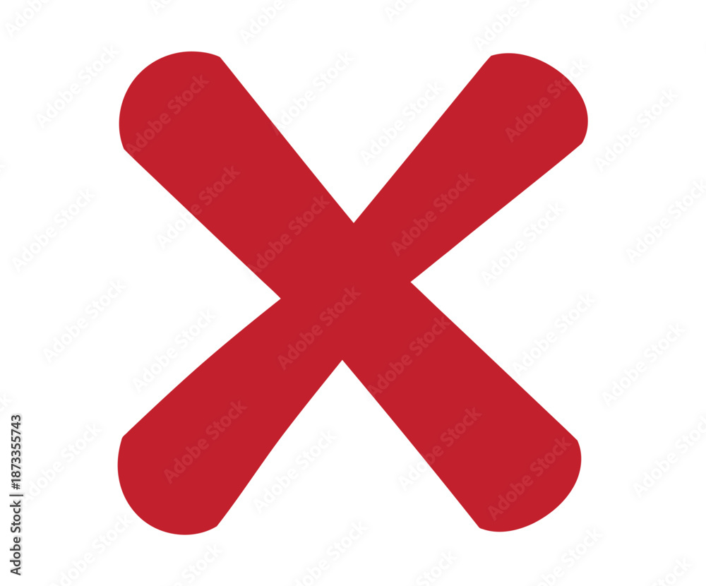 Fototapeta premium A large red X symbol on a plain white background