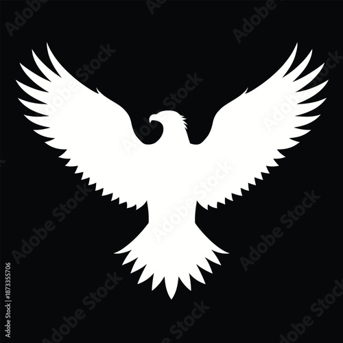 White Eagle Silhouette Flying Freely.
