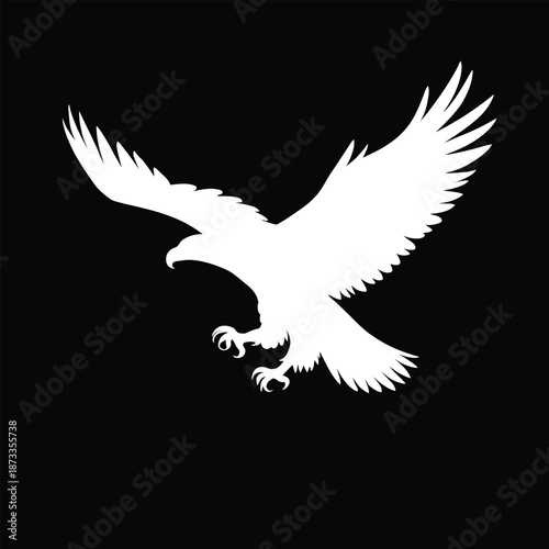 White Eagle Silhouette in Flight Position.