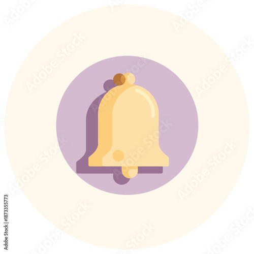 Yellow Bell Icon on Purple Background.