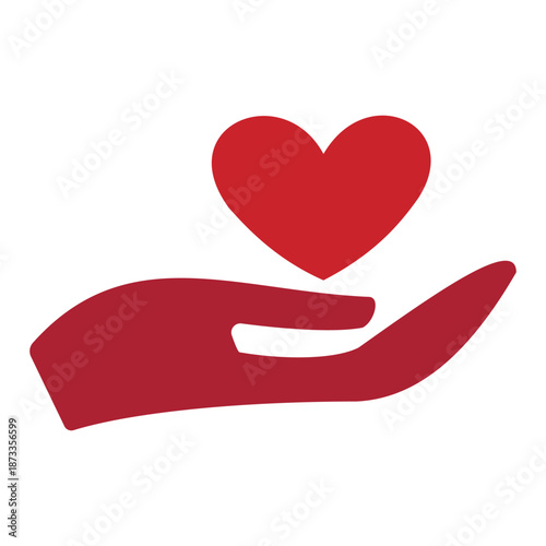 Hand holding heart symbol of care and compassion