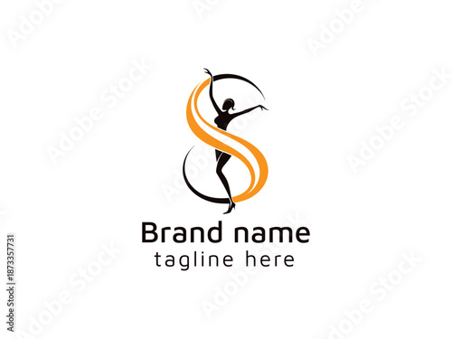 Abstract Dancing Woman Letter S Logo Vector for Fitness and Wellness Brand
