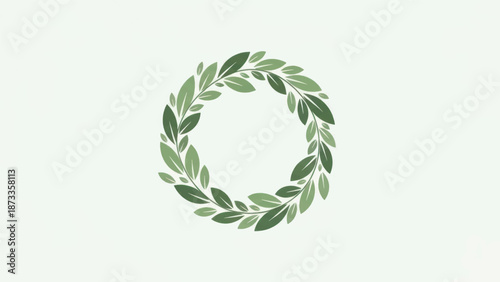 Green laurel wreath emblem illustration for decorative graphic resources.