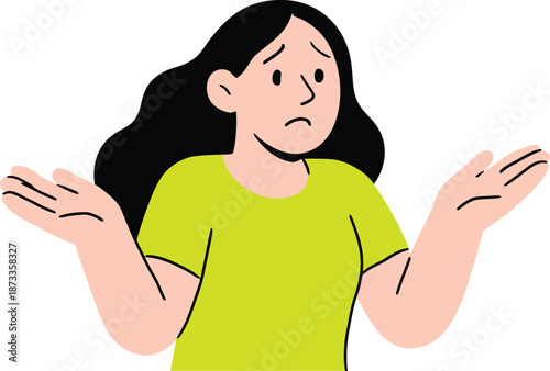 Woman Shrugging Confused Gesture Illustration