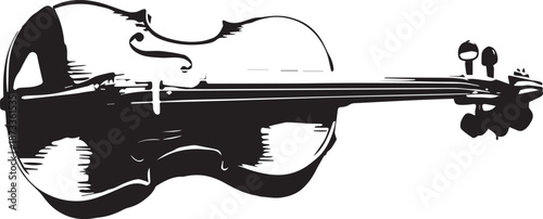 Black and White Silhouette Illustration of a Violin on a White Background viola string instrument