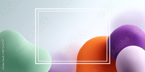 Minimalist abstract background with colorful geometric shapes and frame