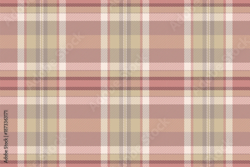 Kind check fabric vector, stripe textile texture plaid. Cell seamless tartan pattern background in light and red colors.