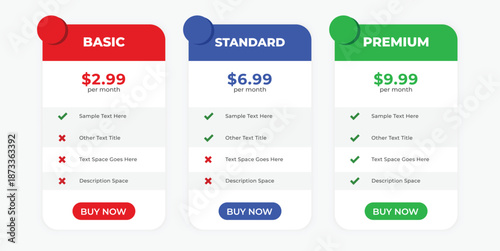 Modern Pricing Table Comparison for Subscription Plans