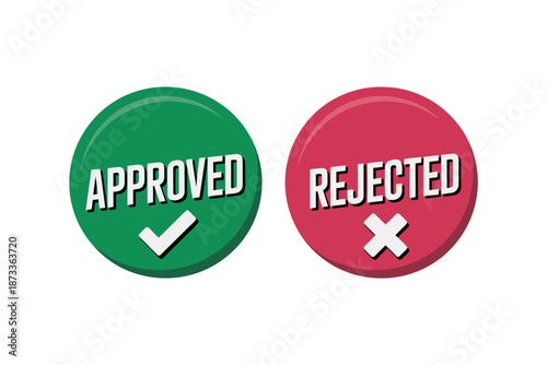 A green approved button and a red rejected button on a white background