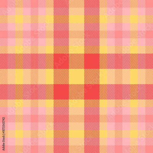 Improvement seamless tartan fabric, sheet background pattern textile. Sketch texture plaid check vector in light and amber colors.