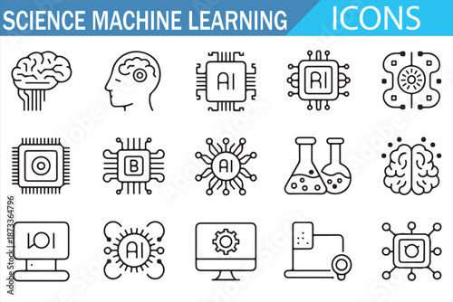 AI Technology and Scientific Analysis Icon Pack