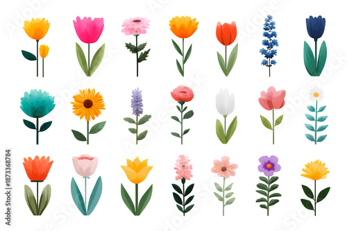 Wallpaper Mural A collection of colorful flowers on transparent background Torontodigital.ca