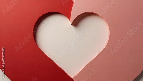 A minimalist red and pink heart cutout symbolizes a perfect Valentine's connection.