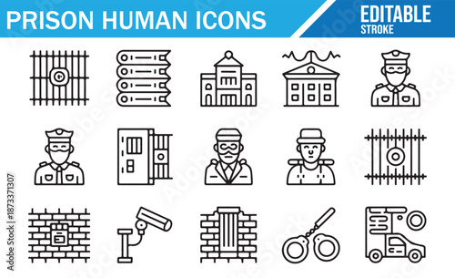 Set of criminal justice system symbols.
