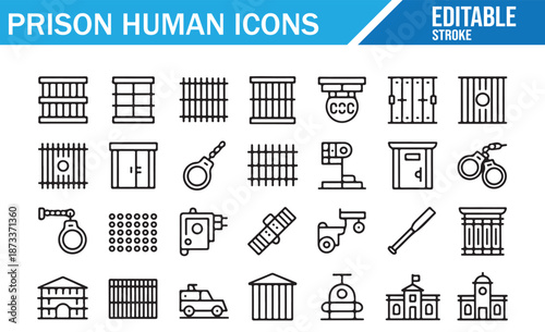 Jail and inmate vector illustration collection.