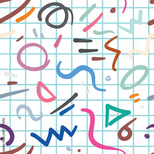 Retro 80s or 90s fashion style abstract seamless pattern background. Memphis ...