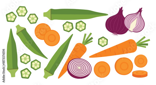 vegetables,vegetables,sliced,chopped,green,orange,purple,fresh,healthy,natural,organic,cooking,food preparation,culinary,kitchen,recipe,illustration,vector art
