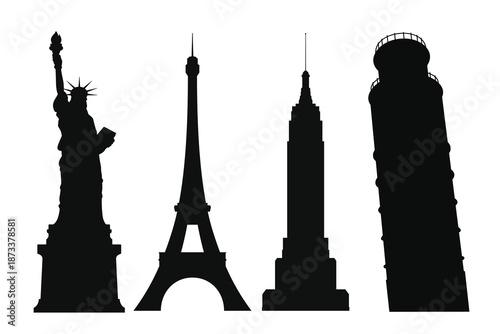Famous World Landmarks Silhouettes