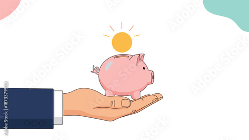 Hand holding a pink piggy bank with a golden coin being deposited to symbolize saving money and financial planning.