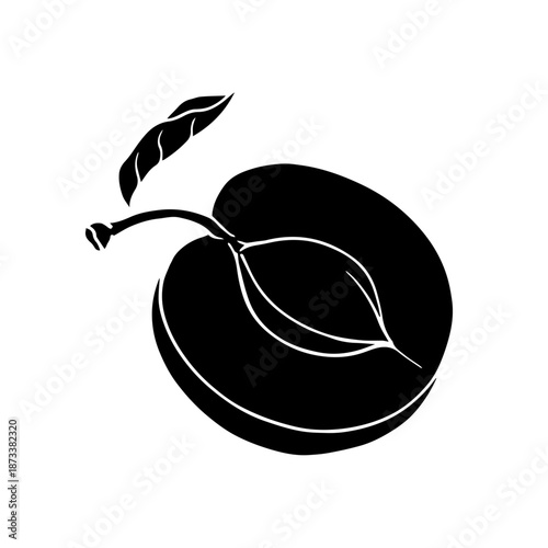 Summer apricot silhouette, simple stamps of seasonal fruits. Vector graphics.