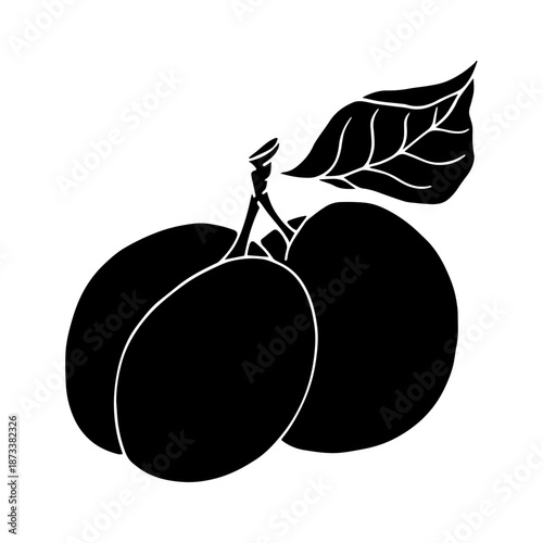 Summer apricot silhouette, simple stamps of seasonal fruits. Vector graphics.