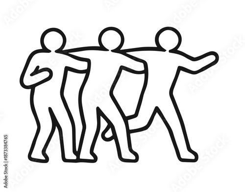 Group dance line icon for choreography team and community class