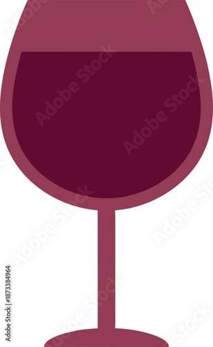 Elegant red wine glass full of delicious alcoholic liquid for romantic dinner dates and celebration parties at fancy restaurants featuring classic stemware icon for winery tasting menu.