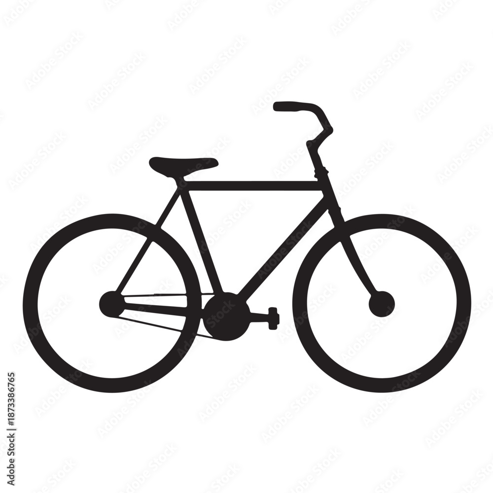 Obraz premium Simple Bicycle Silhouette in Minimalist Style with Solid Black Color on White Background for Cycling Icon