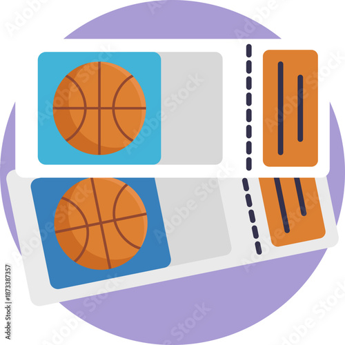 Tickets – Represents basketball game entry passes, commonly used for purchasing, booking, or accessing match tickets.