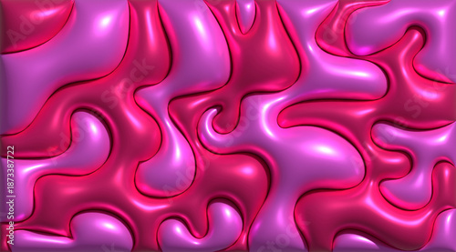 Bild auf Leinwand Pink and purple bouncy waves, glossy surface, abstract pattern, 3D rendering ill