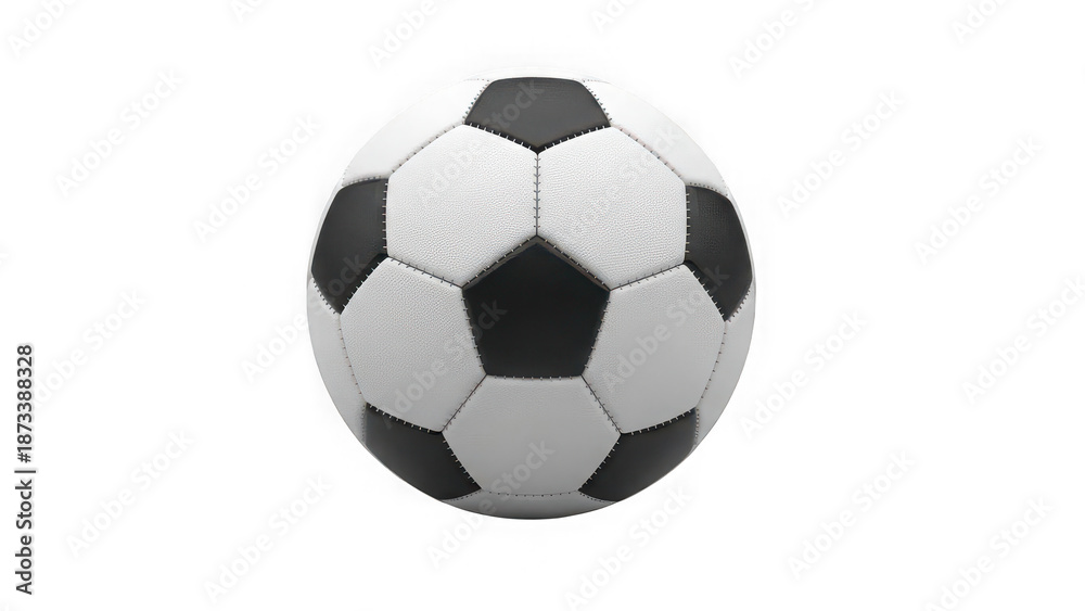 Fototapeta premium Classic Black and White Soccer Ball Isolated on Transparent Background – Realistic 3D Football Sport Equipment Render