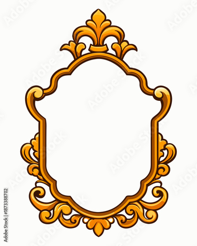 An ornate golden frame with a classic design, vector