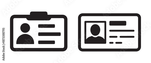 Employee ID Card and Personal Identification Badge Template Silhouettes