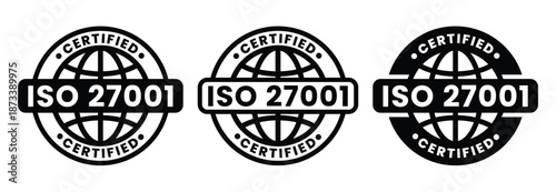 ISO 27001 Information Security Management System Certification Icon and Symbol for Data Protection, Cybersecurity, and Business Compliance