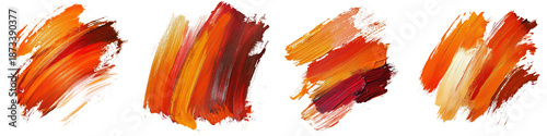 Orange Crimson and Copper Brush Strokes. Isolated on Clear White Background Highly Detailed
