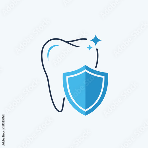 Dental Care and Protection Illustration Featuring Tooth and Shield