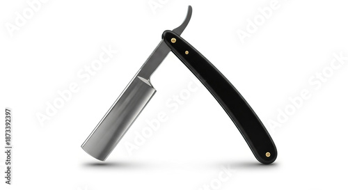 Professional straight razor with black handle