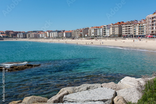 View of the Silgar beach at Sanxenxo city, Pontevedra, Galicia, Spain