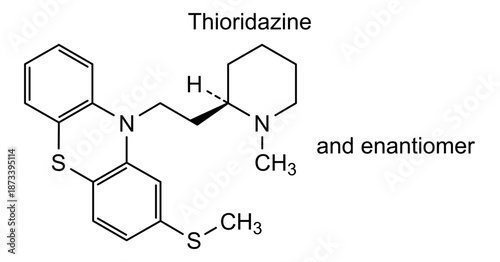 Thioridazine, chemical structure of thioridazine, drug substance
