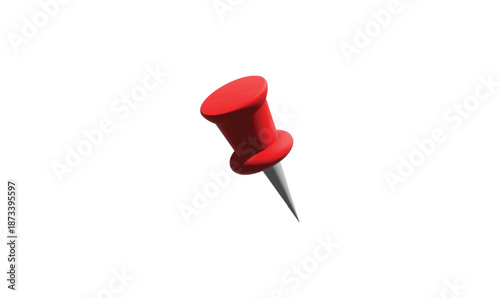 3D push pin with a red head and sharp tip perfect for boards and notes.