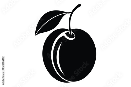 Clean Black Plum Silhouette Illustration for Modern Packaging and Branding