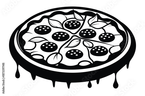 Pizza Restaurant Logo Concept Black and White Silhouette Icon